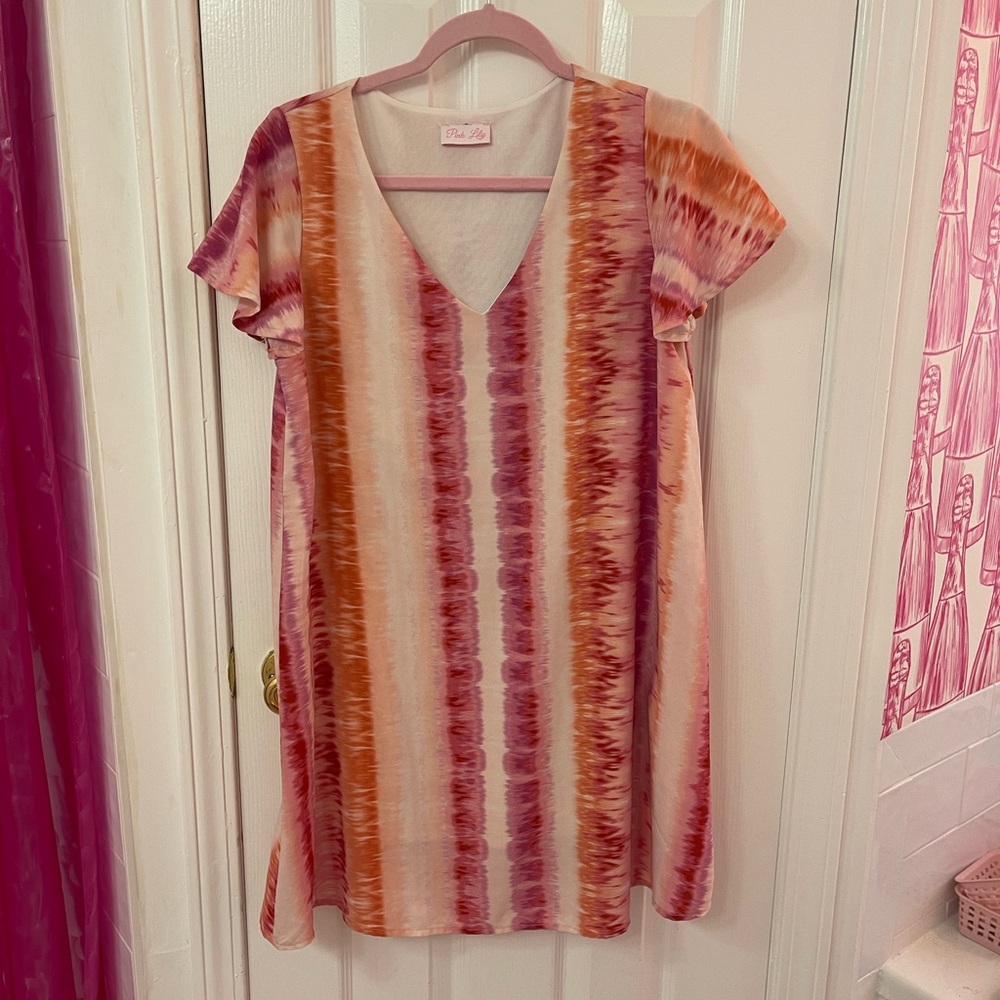 Pink Lily Women's Striped V-Neck Dress